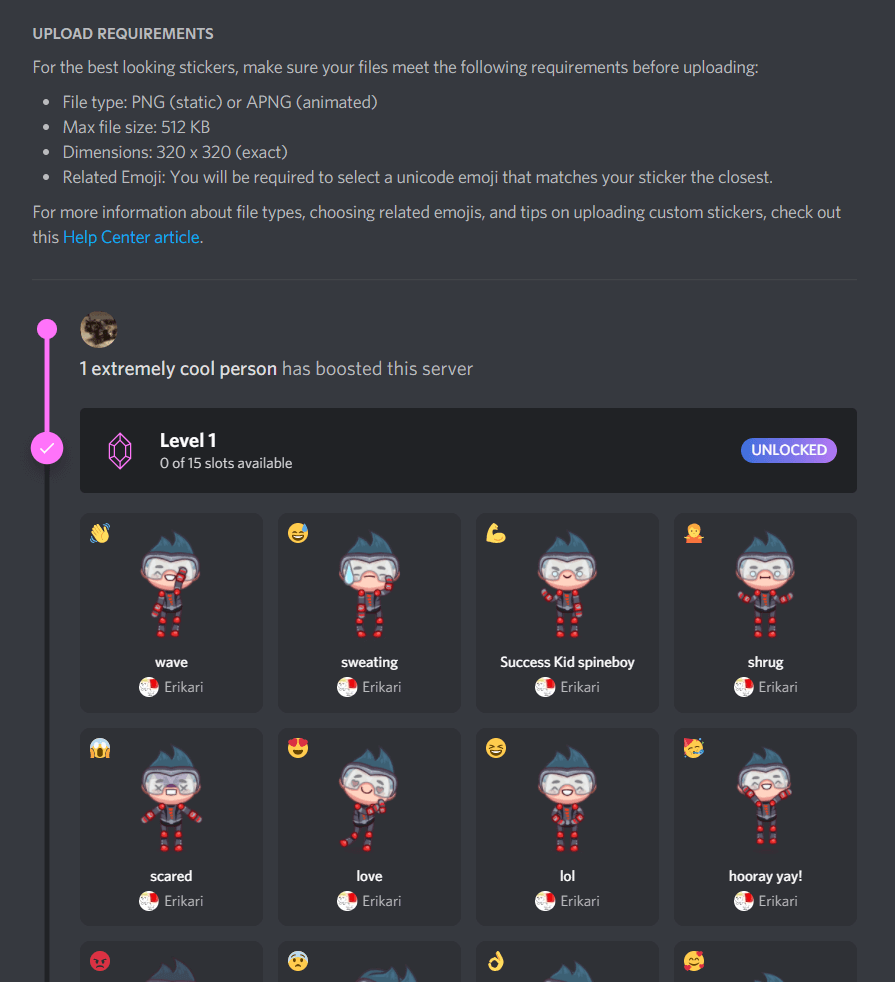 Discord stickers overview